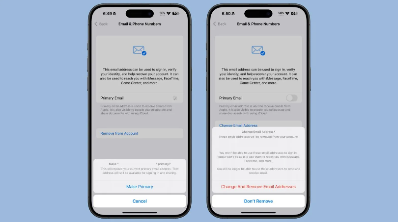 八所镇苹果手机维修分享苹果 iOS 18.1 支持设置“主要”邮箱地址并更改 iCloud 邮箱 